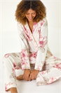 Ivory Floral Print Revere Pyjama Set, Image 1 of 8