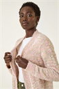 Light Pink Speckled Popcorn Knit Cardigan, Image 2 of 5