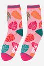 Pink Tropical Jungle Leaf Bamboo Socks, Image 2 of 3