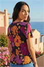 Black Floral Print Tie Front Shirt , Image 3 of 4