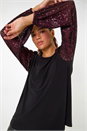 Magenta Sequin Sleeve Stretch Top, Image 1 of 5