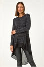 Silver Metallic Print Chiffon Hem Stretch Top, Image 2 of 5