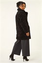 Black Petite Teddy Longline Coat, Image 4 of 5