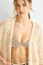 Beige Crochet Knit Edge to Edge Cardigan, Image 3 of 4