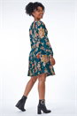 Dark Green Petite Floral Wrap Dress, Image 2 of 5