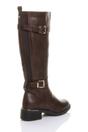 Brown AJVANI Brown Stretchy Elastic Zip Calf Biker Knee Boots, Image 4 of 5