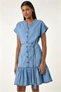 Light Denim Denim Tiered Shirt Dress, Image 2 of 5