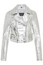 Silver Cropped Brando Leather Biker Jacket, Image 2 of 7