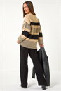 Camel Colour Block Striped Knit Jumper, Image 3 of 5