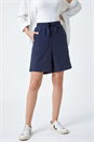 Navy  Cotton Tie Detail Pocket Shorts, Image 4 of 5
