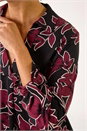 Purple Floral Print V-Neck Collar Top, Image 5 of 5