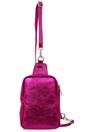 Raspberry Metallic Leather Crossbody Sling Bag, Image 1 of 2