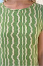 Green Abstract Wave Print Shell Top, Image 4 of 4