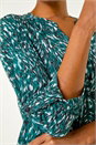 Teal Abstract Linear Print Shirt, Image 5 of 5