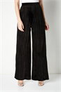 Black Crushed Velour Palazzo Trousers, Image 1 of 4