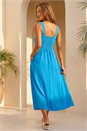 Turquoise Buttoned Tie Waist Midi Dress, Image 3 of 4