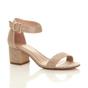 Rose Gold AJVANI Rose Gold Mid Block Heel Ankle Strap Sandals, Image 1 of 6