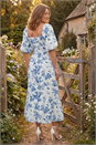 Blue Petite Floral Print Midi Dress, Image 3 of 4