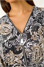 Beige Abstract Print Zip Top, Image 5 of 5
