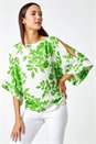 Green Floral Print Cold Shoulder Top, Image 1 of 5