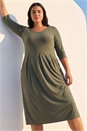 Khaki Curve Cocoon Pocket Detail Midi Dress, Image 1 of 4