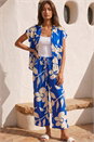Royal Blue Floral Mono Print Trouser, Image 5 of 5