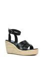 Black 'Kala' Espadrille Strappy Platform Wedge Heel Sandals With Ankle Strap, Image 2 of 6