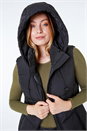 Black Longline Hooded Gilet, Image 4 of 5