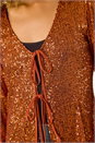 Bronze Front Tie Sequin Detail Top, Image 5 of 5