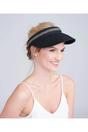 Black Topaz - Woven Straw Beaded Visor - Black, Image 1 of 1