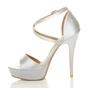 Silver AJVANI Silver High Heel Crossed Straps Platform Sandals, Image 3 of 6