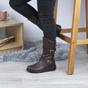 Brown AJVANI Brown Low Wedge Heel Comfort Calf Biker Boots, Image 5 of 6