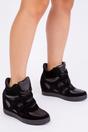Black 'Hitop' Wedge Trainers With A Front Lace Up, Image 1 of 2