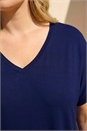 Navy  Curve V-Neck Stretch Top, Image 4 of 4