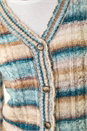 Light Blue  Stripe Buttoned Cable Knit Cardigan, Image 5 of 5