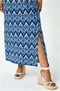 Navy  Petite Aztec Print Shirred Maxi Dress, Image 5 of 5