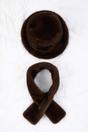 Brown Two Piece Faux Fur Hat and Scarf Knit Set, Image 3 of 5
