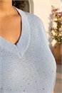 Light Blue  Curve Sparkly Knit Top, Image 4 of 4