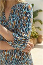 Navy  Spot Print Notch Neck Shirt, Image 4 of 4