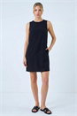 Black Seam Detail Pocket Shift Dress, Image 1 of 5