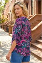 Pink Paisley Print V-Neck Stretch Shirt, Image 3 of 4