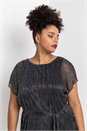 Silver Curve Metallic Plisse Midi Dress, Image 4 of 4