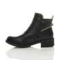 Black Low Heel Gold Zip Ankle Boots, Image 3 of 6
