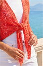 Coral Waterfall Popcorn Knitted Cardigan, Image 4 of 4