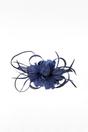 Navy Floral Feather Fascinator with Loops, Image 2 of 2