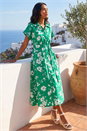 Green Floral Cotton Poplin Shirt Dress, Image 2 of 4