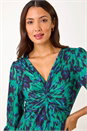 Green Abstract Twist Midi Dress, Image 4 of 5