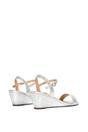 Silver XY LONDON Silver 'Alissa' Low Wedge Heel Sandals With Ankle Strap, Image 4 of 5