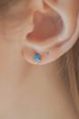 Silver Sterling Silver CZ Blue Tulip Studs, Image 2 of 2