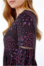 Black Floral Ladder Lace Sleeve Dress, Image 5 of 5